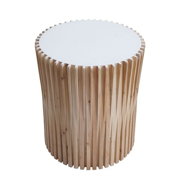 Mendler Beistelltisch HWC-N31, Couchtisch Kaffeetisch Loungetisch Blumentisch Nachttisch Tisch, Tanne Holz Ø51cm natur-weiß, 106173