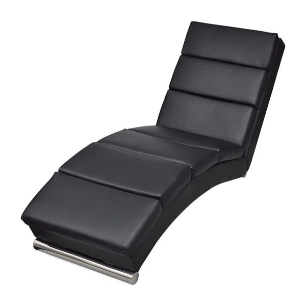 vidaXL Chaiselongue Schwarz Kunstleder, Material: Baumwolle: 5%, Polyester: 15%, Polyurethan: 10%, PVC: 70%, 240711
