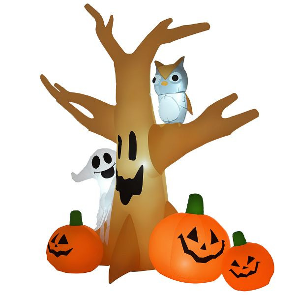 HOMCOM Halloween Aufblasbares Spukgespenst Luftfigur Aufleuchtend Deko 120/ 240 cm (Aufblasbarer Spukbaum), 844-039