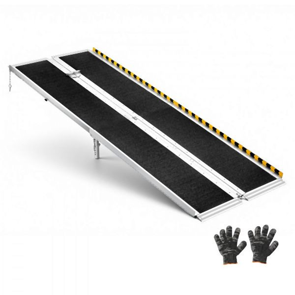 VEVOR Faltbare Rollstuhlrampe 2440x745mm, 362,9kg belastbar, rutschfest, 170-400mm verstellbare Stützfüße, tragbar, ZDKMJPD96YC1KXEPS001V0