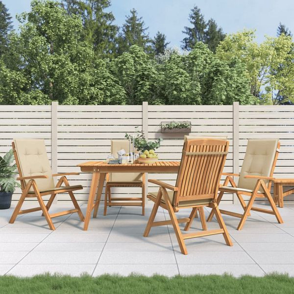 vidaXL Gartenstühle mit Kissen 4 Stück Massivholz Teak, 3196466