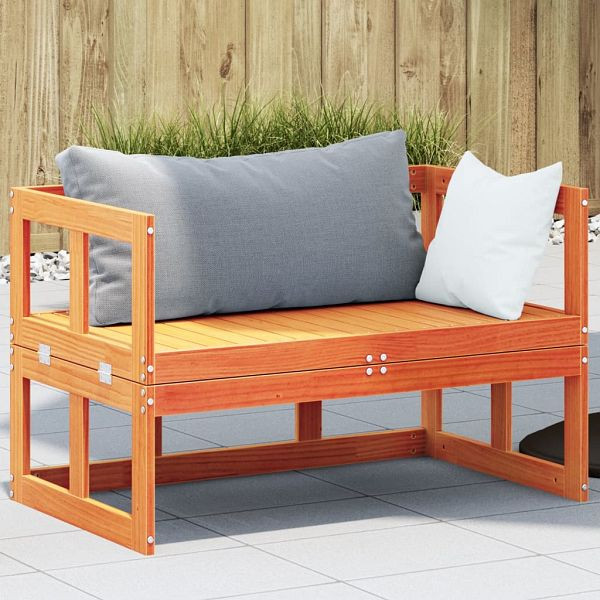 vidaXL 2-in-1 Gartensofa Verlängerbar Wachsbraun Massivholz Kiefer, 844659