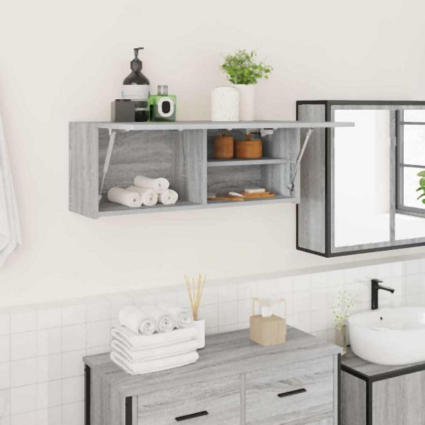 vidaXL Bad-Wandschrank Grau Sonoma 80x25x30 cm Holzwerkstoff, 860081