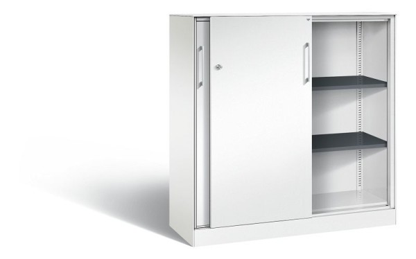 C+P Schiebetürenschrank Asisto, H1310xB1200xT435mm, Farbe: Verkehrsweiß, Bügelgriff, 3 OH, 142031-000 S10116