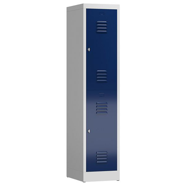 Lüllmann ClassiX Garderobenschrank, 1 Abteil doppelstöckig, 1800 x 415 x 500 mm, lichtgrau/enzianblau, X-523211