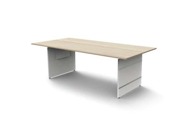 Kerkmann Höhenverstellbarer Wangenschreibtisch extragroß B 2000 x T 1000 H 680-760 mm, Form 4, Ahorn, 11464250