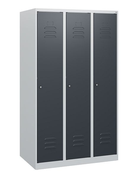 C+P Umkleidespind Classic PLUS, 3 Abteile, 1530x900x500mm, 7035/7016, Zylinderschlösser, 0800005-30 S10006