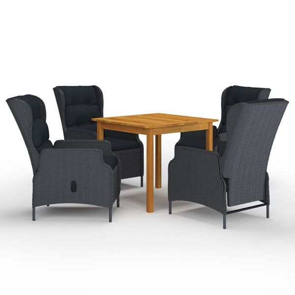 vidaXL 5-teilig Garten-Essgruppe Dunkelgrau, 3067747