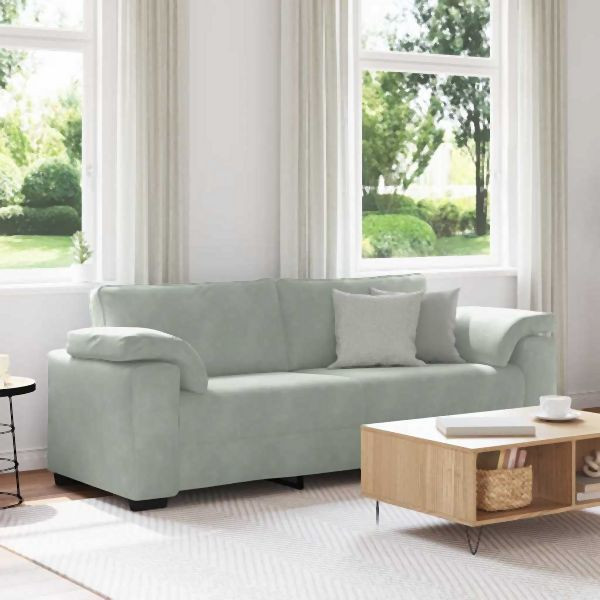 vidaXL 3-Sitzer-Sofa Hellgrau 178 cm Abmessung Samt, 4105277
