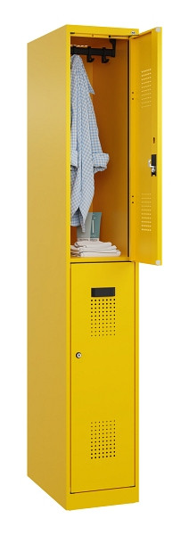 C+P Doppelstöckiger Spind Evolo PLUS, 2 Fächer, 1850x300x500mm, 1023/1023, Zylinderschloss, 049300-10 S10049