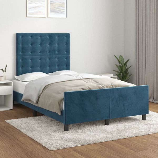 vidaXL Bettgestell mit Kopfteil Dunkelblau 120x200 cm Samt, 3125993