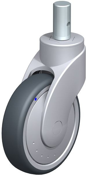 Blickle LWGX-TPA 126XK-FK-ZAX55 Kunststoff-Lenkrolle WAVE, rostfrei, mit Zapfen, Thermoplastisches Gummi-Elastomer, Grau, 743865