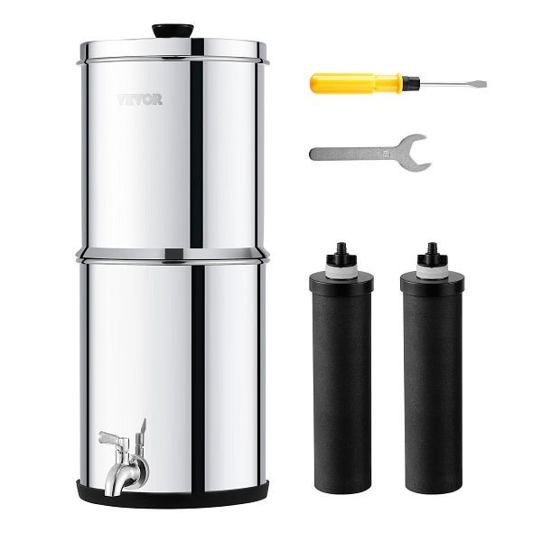 VEVOR Schwerkraft Wasserfiltersystem Wasserfiltereimer, 2,25Gal 2 Filter Silber, ZLLSQ225GALH3SBU1V0
