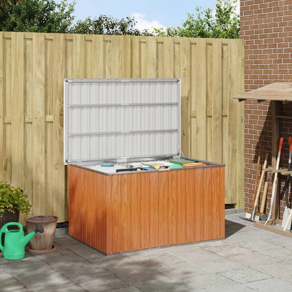 vidaXL Außenlagerbox Holz 150 x 101 x 91 cm Verzinkter Stahl, 42039102