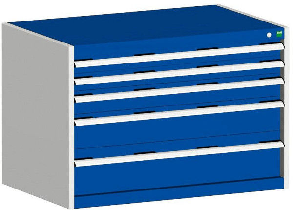 bott cubio Schubladenschrank bestückt mit 5 Schubladen BxTxH: 1050 x 750 x 700 mm, RAL 7035/5010, 40029005.11V