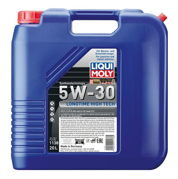 LIQUI MOLY Motoröl Longtime High Tech 5W-30, Kanister Kunststoff, VE: 20 Liter, 1138