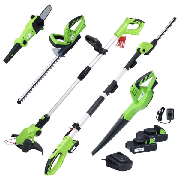 vidaXL 5-teilig Akku-Gartengerät-Set mit Ladegeräten & Akkus, 3154939