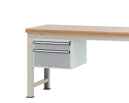 Manuflex Gehäuse-Unterbau PROFI, Nutzhöhe 300 mm mit 2 Schubfächern, für Werkbanktiefe 700 mm, Alusilber, ZB4581.9006