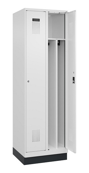 C+P Spind Evolo PLUS, mit Sockel, 2 Abteile, 1950x600x500mm, 9016/9016, Verschluss Zylinderschloss, 049020-20F S10047