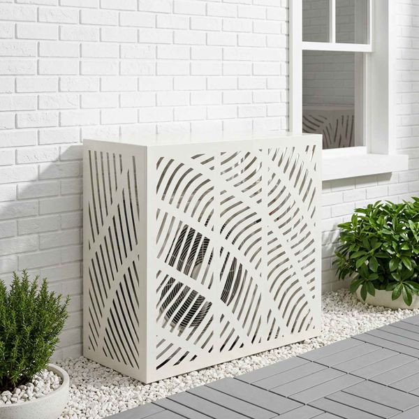 vidaXL Klimaanlagenabdeckung Weiß 110 x 50 x 105 cm Stahl, 8014116