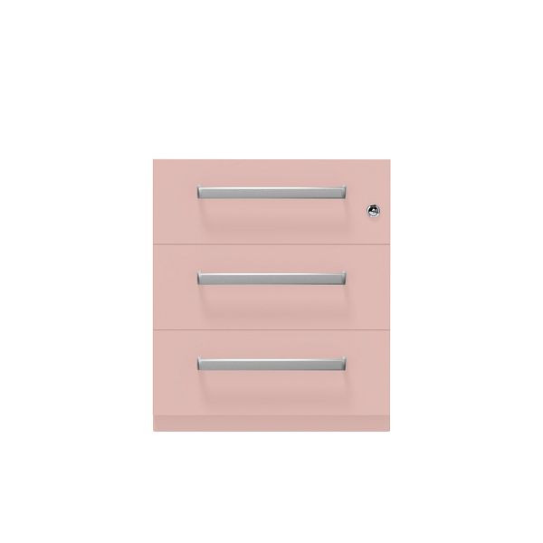 Bisley Rollcontainer Note™, 3 Schubladen, Tiefe 775 mm, Designgriff, 620 pastellpink, NWH79M7BBB620