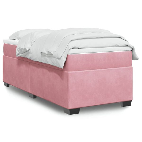 vidaXL Boxspringbett mit Matratze Rosa 100x200 cm Samt, 3285268