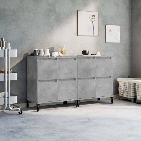 vidaXL Sideboards 2 Stück Betongrau 60x35x70 cm Holzwerkstoff, 3185763