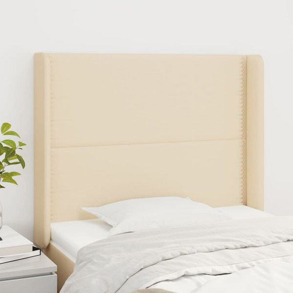vidaXL Kopfteil mit Ohren Creme 93x16x118/128 cm Stoff, 3119427