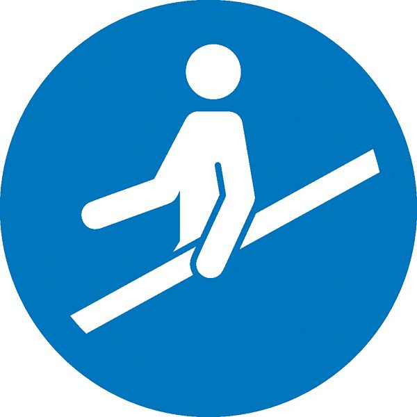 SafetyMarking Gebotsschild, Handlauf benutzen, Ø 20 cm, Folie, selbstklebend, 21.A7375