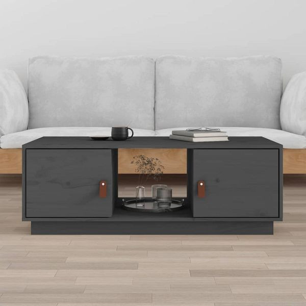 vidaXL Couchtisch Grau 100x50x35 cm Massivholz Kiefer, 818267