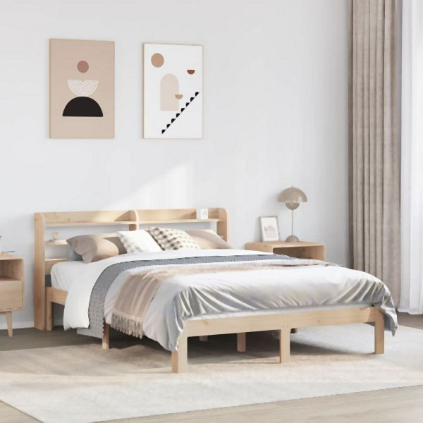 vidaXL Bettgestell mit Kopfteil ohne Matratze 135x190 cm, 3306778