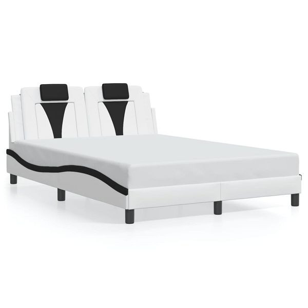 vidaXL Bettgestell mit Kopfteil Weiß und Schwarz 140x190 cm Kunstleder, 3208095