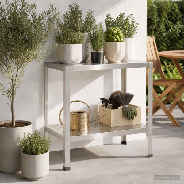 vidaXL Pflanztisch 80 x 50 x 80 cm Edelstahl Silber, 8014887