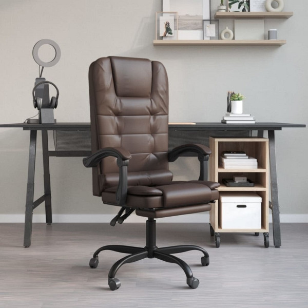 vidaXL Bürostuhl mit Massagefunktion Braun Kunstleder, 349668