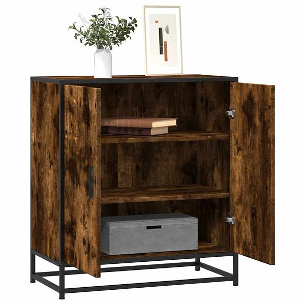 vidaXL Sideboard Räuchereiche 68x35x76 cm Holzwerkstoff und Metall, 848966