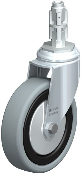 Blickle LKRA-VPA 126K-11-FA-E13 Apparate-Lenkrolle mit Expander, Vollgummi, Grau, 224055