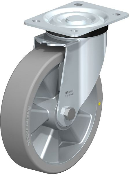 Blickle L-ALTH 200K-AS Stahlblech-Lenkrolle, mittelschwere Ausführung, mit Anschraubplatte, Blickle Extrathane®, Grau, 598656