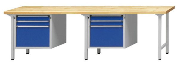 ANKE Werkbänke Kombiwerkbank, Modell 732 V, 2800 x 700 x 890 mm, RAL 7035/5010, BMP 40 mm, 411.313