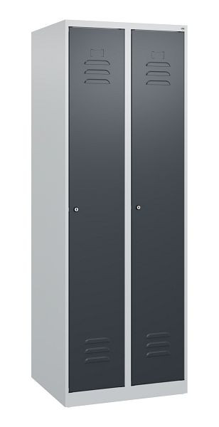 C+P Umkleidespind Classic PLUS mit Mitteltrennwand, 2 Abteile, 1700x600x500mm, 7035/7016, Zylinderschlösser, 0800007-20F S10020