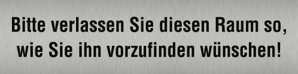 Moedel Piktogramm Bitte verlassen Sie diesen Raum.., Edelstahl, selbstklebend, 160x40 mm, 57329