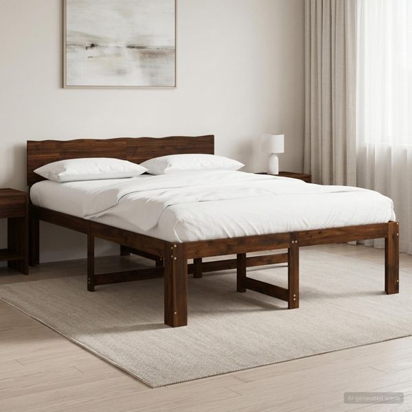 vidaXL Doppelbettgestell mit Kopfteil ROSTOCK Dunkelbraun 120 x 200 cm, 903461