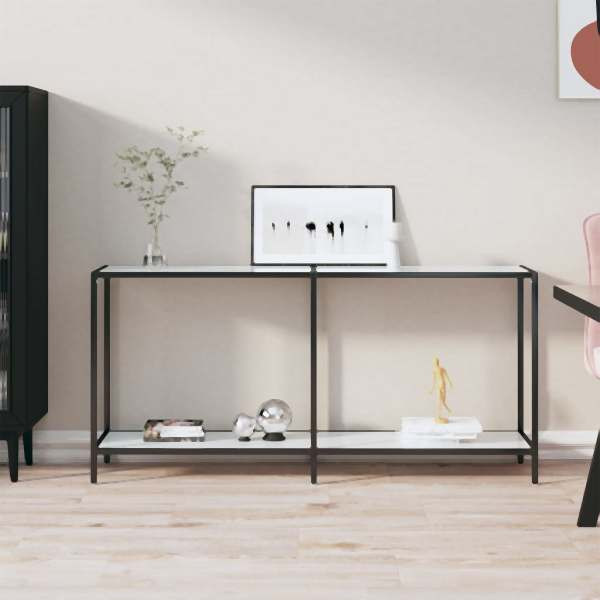 vidaXL Konsolentisch Weiß 160x35x75,5 cm cm Hartglas, 331700