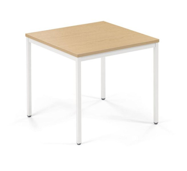 Deskin Konferenztisch MULTI MODUL, Platte Buche, Gestell Weiß RAL 9016, B 800 x T 800 x H 728 mm, 359460