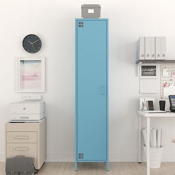 Mades Metall Möbel Pera11, Kleiderschrank 1 Tür - 41,5 x 40 x 189,5 cm Blau, 152.68.10.110.03