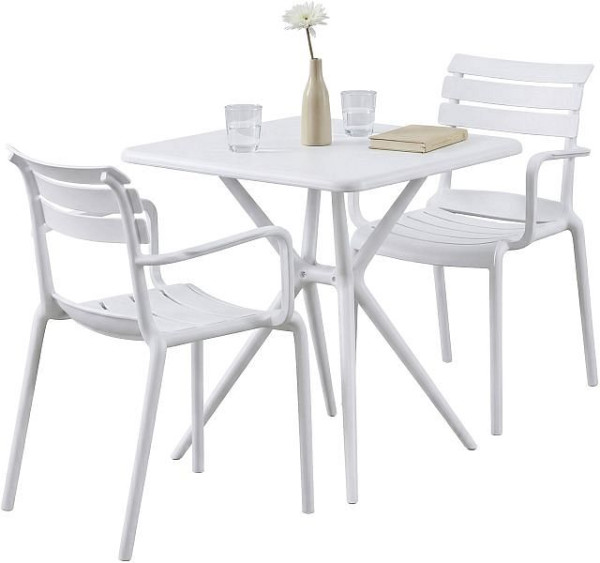 CLP Gartenmöbel-Set Avena mit 2 Stühlen, weiß, 328044