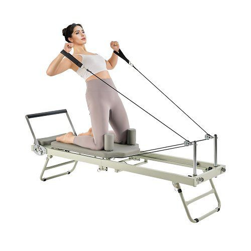 VEVOR Faltbarer Pilates Reformer, Heim-Fitnessstudio Bett mit Doppelwiderstand – Feder & Kordel, bis 181,44 kg, für alle Stufen, PLTHXCTKZDRMEMMESV0