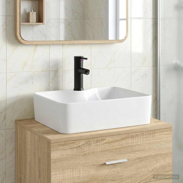 vidaXL Waschbecken fürs Badezimmer Matt Schwarz 48,5 x 37,5 x 13 cm, 890231