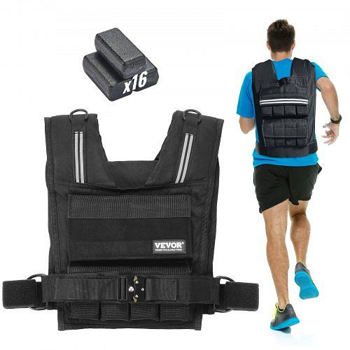 VEVOR Verstellbare Gewichtsweste 15,85 kg mit Eisengewichten, Schulterpolster & Reflektorstreifen, für Männer & Frauen, KDJZLKXTK35LB8PKSV0