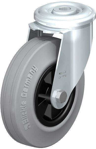 Blickle LER-VPP 125G-SG Stahlblech-Lenkrolle mit Rückenloch, Vollgummi, Grau, 567727
