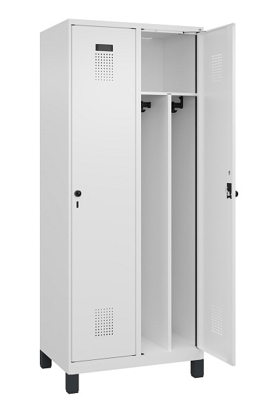 C+P Spind Evolo PLUS, mit Füßen, 2 Abteile, 1950x800x500mm, 9016/9016, Verschluss Drehriegel, 049010-22F S10020
